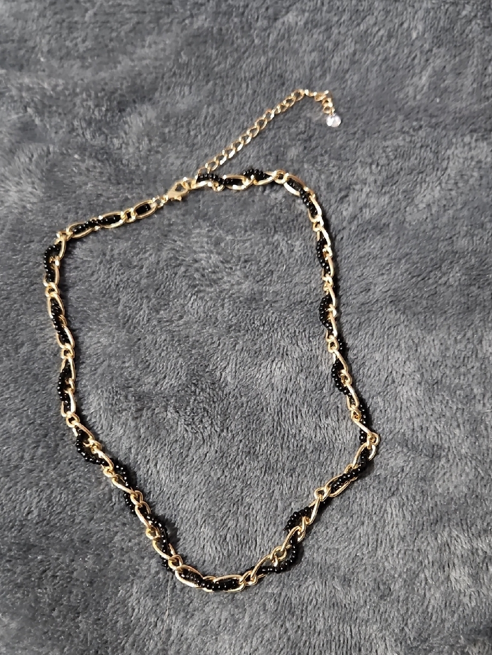 Goldtone Woven Chain Link Beaded Necklace
